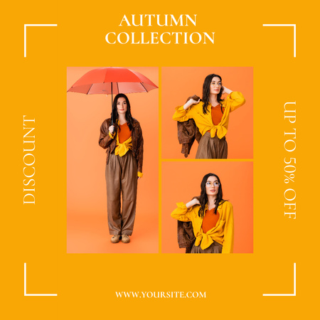 Promoção de coleção de outono Instagram AD Modelo de Design