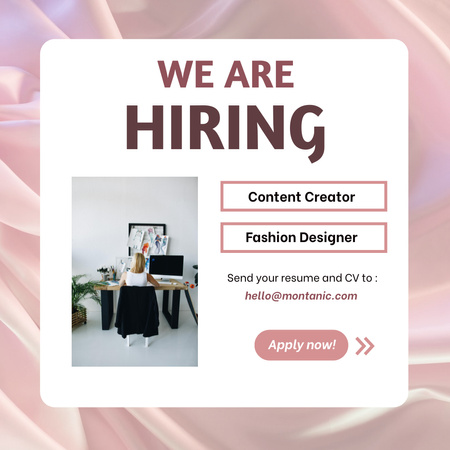 Vacancy Ad with Girl Working at Computer Instagram – шаблон для дизайна