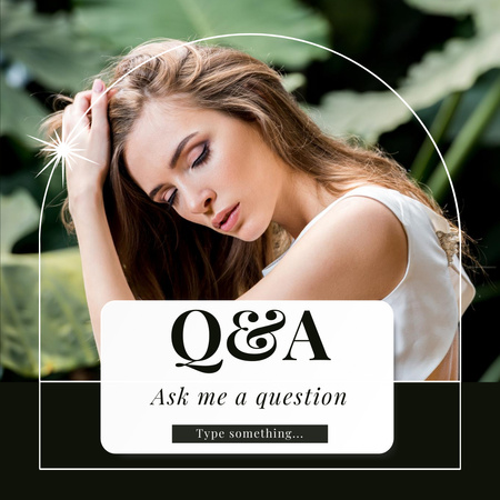 Designvorlage Frage-und-Antwort-Sitzung mit einer jungen attraktiven Frau für Instagram