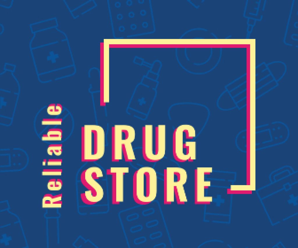 Drugstore Offer with Assorted Pills and Medications Large Rectangle Tasarım Şablonu