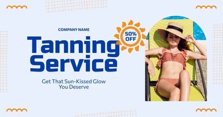 Young Woman Sunbathing on Sun Lounge Facebook AD Design Template