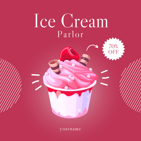 Modèle de visuel Offre de réduction sur la crème glacée rose sucrée - Instagram