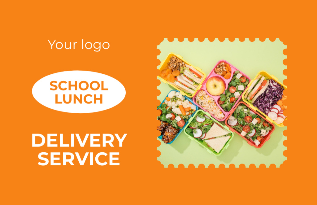 Ontwerpsjabloon van Business Card 85x55mm van School Meal Delivery Service Offer