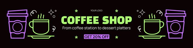 Bright Coffee Shop Promotion With Discounts For Beverages Twitter Šablona návrhu