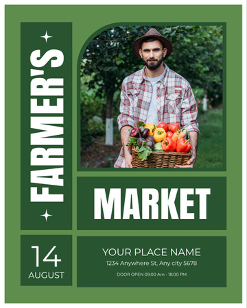 Farmer's Market Invitation on Green Instagram Post Vertical Design Template