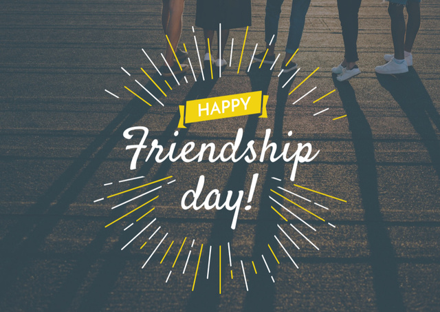 Platilla de diseño Friendship Day Holiday Greeting with Young People Together Postcard