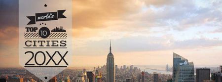 World's top cities with big city landscape Facebook cover Design Template