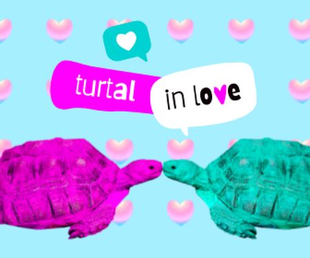 Platilla de diseño Cute Illustration with Kissing Turtles Large Rectangle