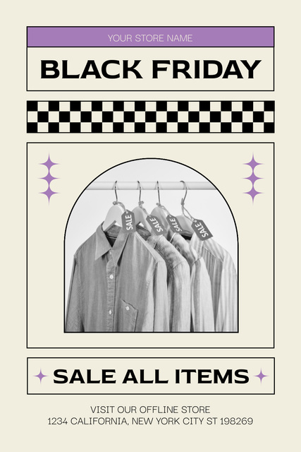 Designvorlage Black Friday Sale of All Fashion Items für Pinterest