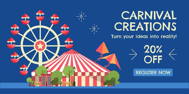 Joyous Carnival With Discount And Registration Twitter Design Template