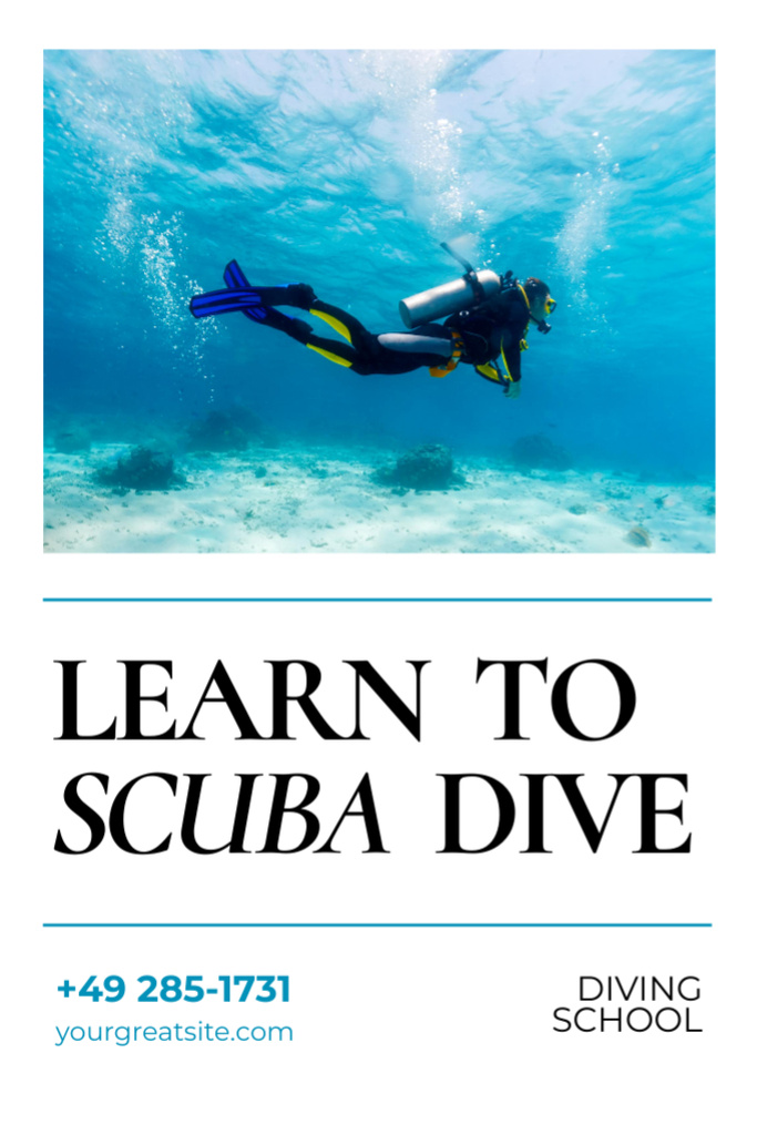 Scuba Diving School Ad Postcard 4x6in Vertical – шаблон для дизайна