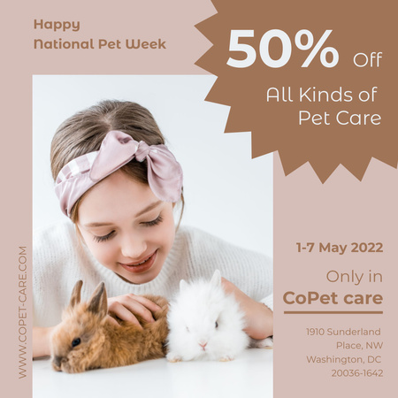 Offer Discounts on All Pet Care Products Instagram Design Template