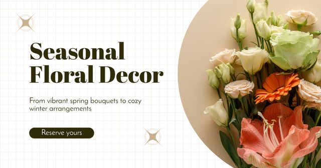 Seasonal Floral Arrangements with Fragrant Fresh Flowers Facebook AD Design Template