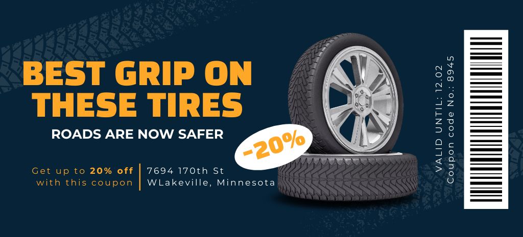 Best Discount on Car Tires Coupon 3.75x8.25inデザインテンプレート