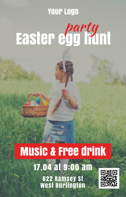 Easter Egg Hunt for Families and Kids Invitation 4.6x7.2in Šablona návrhu
