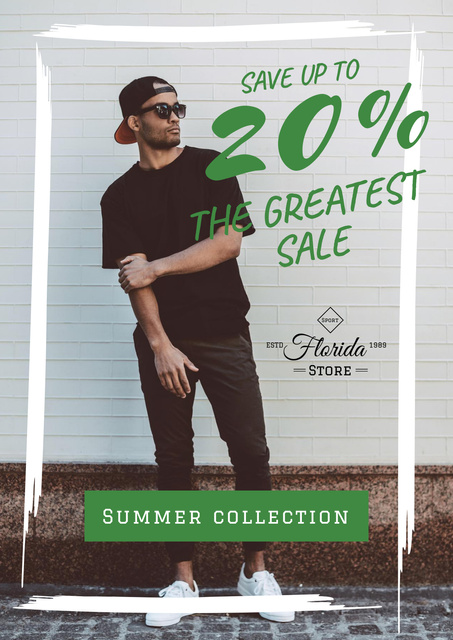 Fashion sale Ad with Stylish Man Poster – шаблон для дизайну