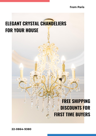Elegant crystal Chandeliers Shop Posterデザインテンプレート