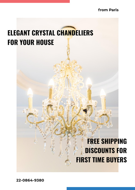 Elegant crystal Chandeliers Shop Poster Šablona návrhu