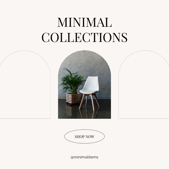Furniture Store Ad with Modern White Chair Instagram Šablona návrhu