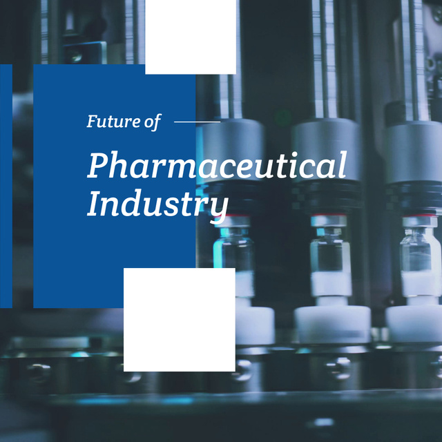 Pharmaceutical Industry with Medicine on production line Animated Postデザインテンプレート