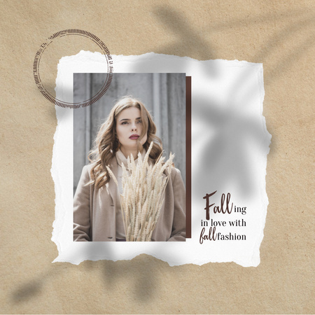 Autumn Fashion Inspiration with Woman in Stylish Outfit Instagram Design Template