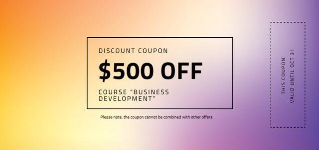 Template di design Discount on Business Course on Colorful Gradient Coupon Din Large