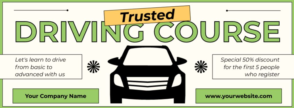 Szablon projektu Trustworthy Vehicle Driving Course With Discounts Facebook cover