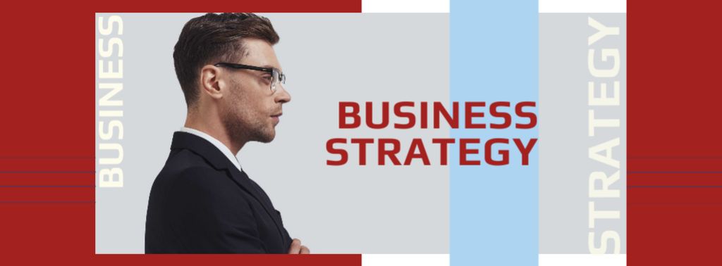 Plantilla de diseño de Business Strategy promotion confident Man in Suit Facebook cover 