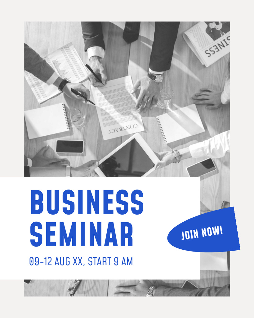 Announcement of Business Seminar with Colleagues in Office Instagram Post Vertical Tasarım Şablonu