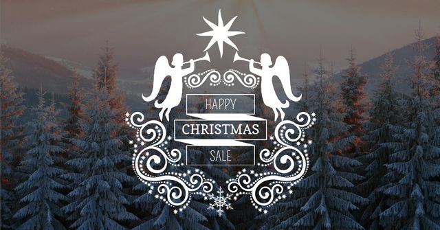 Ontwerpsjabloon van Facebook AD van Christmas Sale with Winter Forest