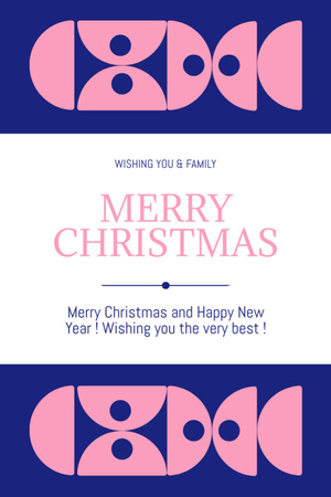 Christmas and New Year Wishes with Elegant Pattern with Semicircles Postcard 4x6in Vertical Modelo de Design