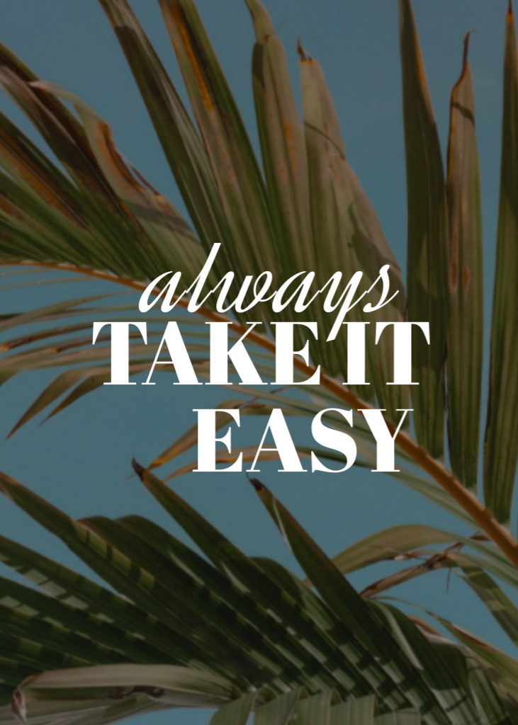 Inspirational Phrase With Palm Leaves Postcard 5x7in Verticalデザインテンプレート