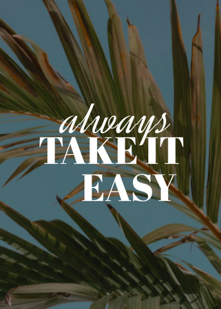 Inspirational Phrase With Palm Leaves Postcard 5x7in Vertical Design Template