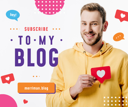 Blog Advertisement Man Holding Heart Icon Facebook Design Template
