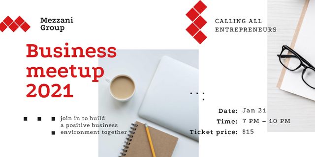 Business Meetup with Tablet and Coffee on Table Twitter – шаблон для дизайну