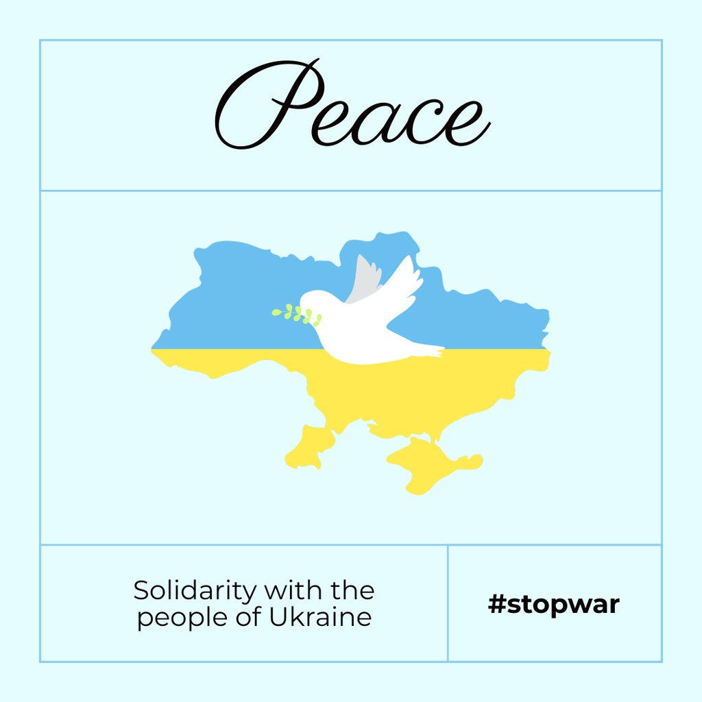 Call for Peace in Ukraine with Image of Dove Instagram Tasarım Şablonu