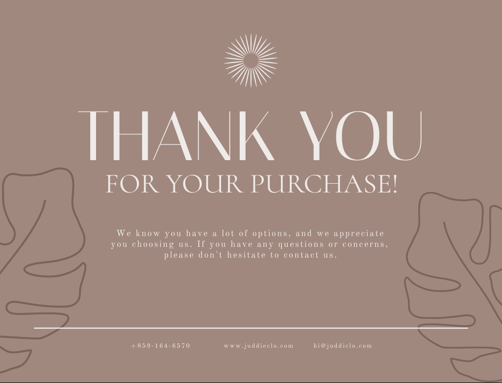 Showing Appreciation for Purchase In Brown Postcard 4.2x5.5in Design Template