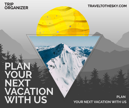 Ontwerpsjabloon van Facebook van Mountainous Landscape for Travel Agency Ad