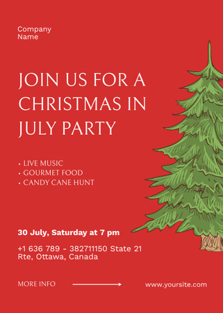 Christmas Party in July with Christmas Tree Flayer tervezősablon