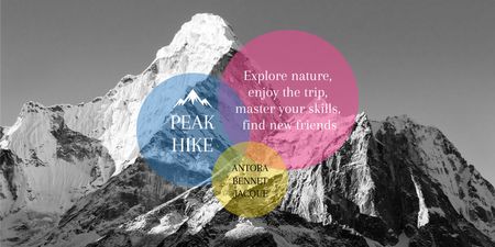 Designvorlage Hike Trip Announcement with Scenic Mountains Peaks für Twitter