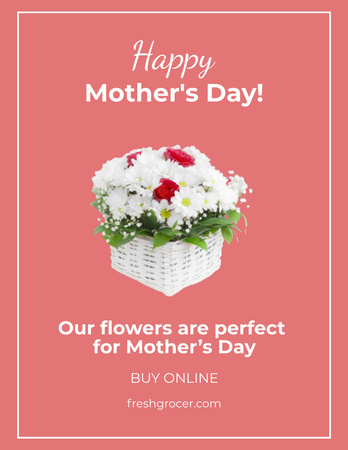 Cute Flowers on Mother's Day Poster 8.5x11in Design Template