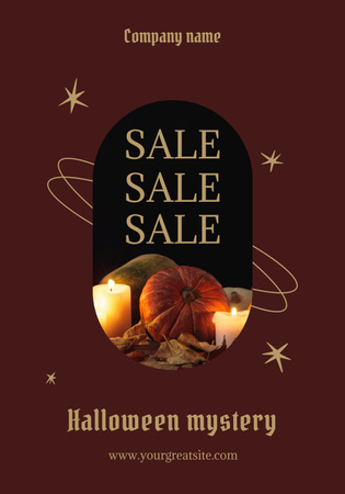 Halloween Sale with Candles and Pumpkins Poster 28x40in Design Template