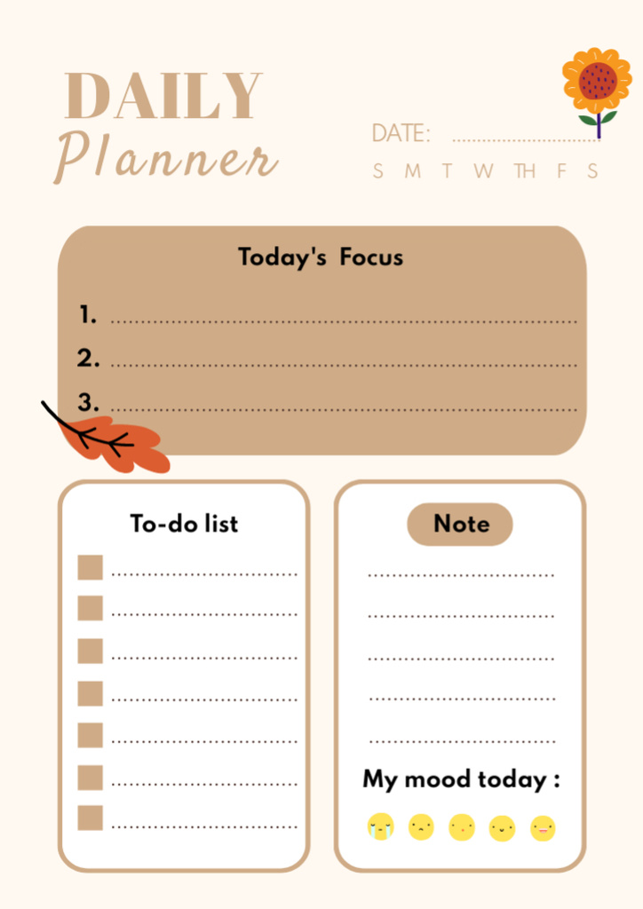 Designvorlage Daily Notes in Beige für Schedule Planner