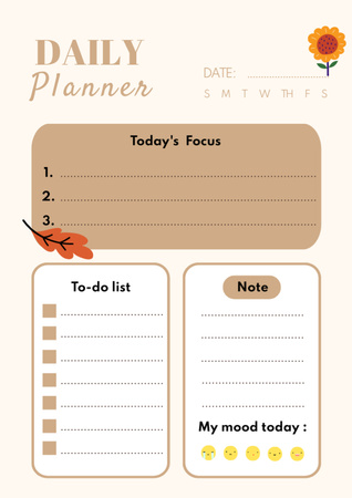 Notas diárias em bege Schedule Planner Modelo de Design