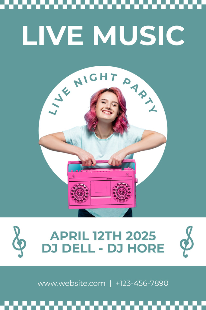 Ontwerpsjabloon van Pinterest van Thrilling Night Music Party With DJs In Spring