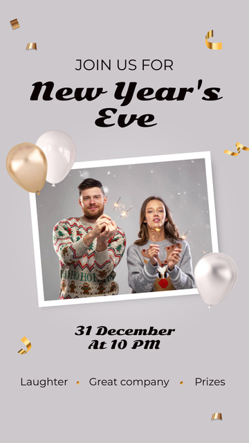 Celebrating New Year Eve Together WIth Balloons Instagram Video Story Design Template