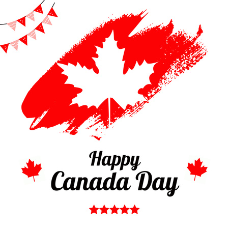 White Maple Leaf in Red for Canada Day Greeting Instagram Design Template