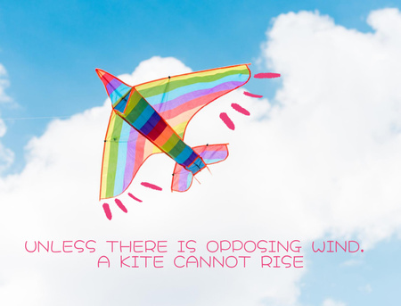 Inspirational Phrase With Kite And Wind Postcard 4.2x5.5inデザインテンプレート