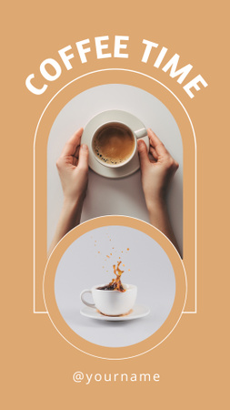 Ontwerpsjabloon van Instagram Story van koffie tijd in pastel backgraund