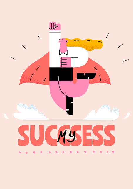 Girl Power Inspiration with Successful Woman Poster A3 Πρότυπο σχεδίασης
